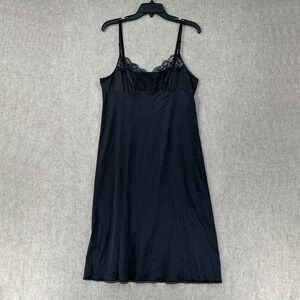 Vassarette Womens Black Vintage Lace‎ Nylon Slip Dress Lingerie 1970s Size 36
